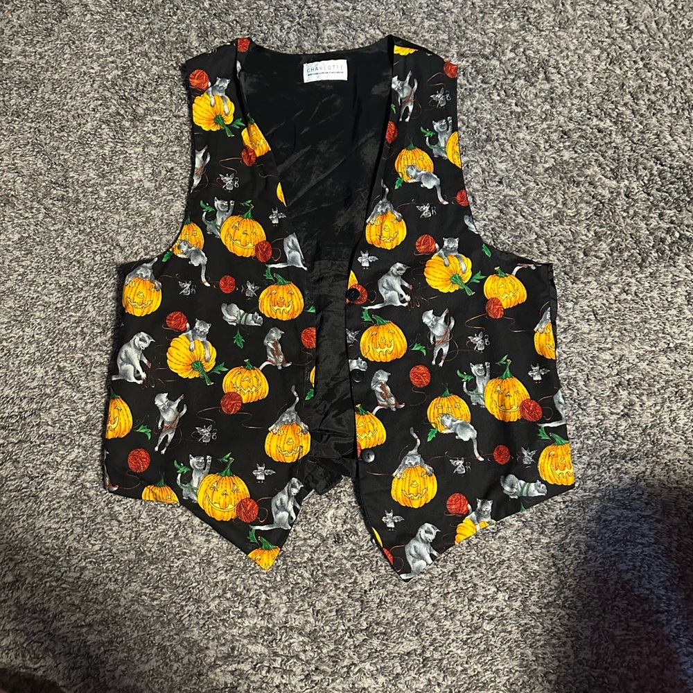 Halloween Pumpkin and Cat Vest